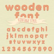 Vintage wooden alphabet Flat style N3