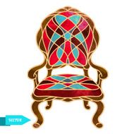 Watercolor vector vintage armchair throne