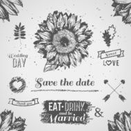 Vintage wedding set Vector illustration