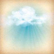 Sunlight rays through clouds vector background