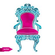 Watercolor vector vintage chair throne N3