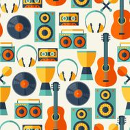 Seamless pattern with musical instruments in flat design style N2