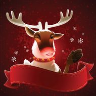 Rudolph with red ribbon banner EPS10