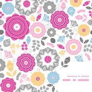 Vector vibrant floral scaterred frame corner pattern background