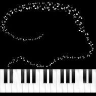 Abstract background with piano keys and music notes