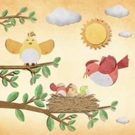 bird recycled paper craft N2