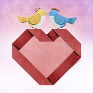 red heart and bird recycled papercraft