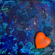 Orange heart on blue N2