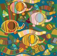 Seamless pattern of abstract elephants