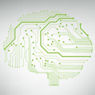 Circuit board computer style brain vector technology background N5