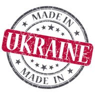 made in UKRAINE red grunge stamp isolated on white background