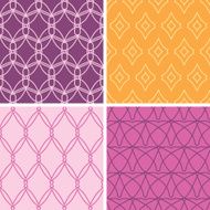 Four abstract wire shapes seamless patterns set N2