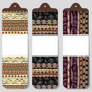 Three abstract paper banners Tribal style N2