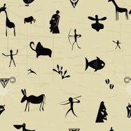 Seamless pattern with elements of primitive painting