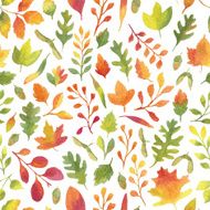 Colorful autumn leaves seamless pattern Vectorized watercolor painting N2