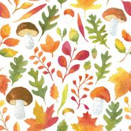 Colorful autumn leaves seamless pattern Vectorized watercolor painting N3