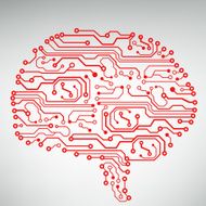 Circuit board computer style brain vector technology background N6