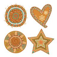 Ethnic ornament with circles heart star snowflake N2