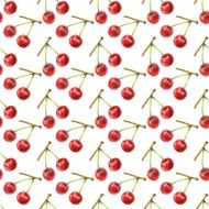Watercolor seamless pattern with cherry