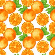 Watercolor seamless pattern with oranges and leafs N4