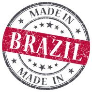 made in Brazil red grunge round stamp