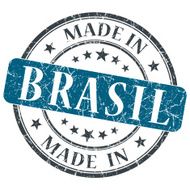made in BRASIL blue grunge stamp isolated on white background