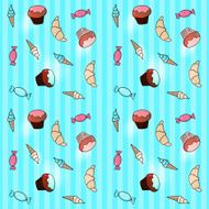 Seamless pattern with cartoon sweets N2