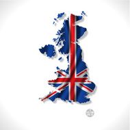 United Kingdom map with waving flag isolated white background vector N2