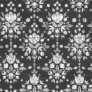 Chalk textured floral damask seamless pattern background