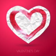 Paper heart with watercolor stroke on pink backdrop N2
