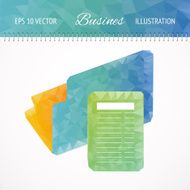 Green calculator and file folder