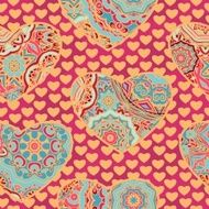 Seamless floral vector pattern with hearts N2