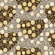 Seamless Vector Floral Pattern with Hearts N2