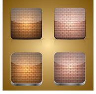 Vector app brick icon set on brown background