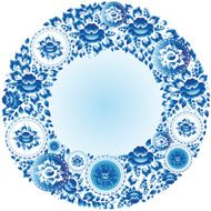 Round blue floral frame for your design Vector N2