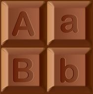 Vector stylized alphabet Characters printed on blocks of chocolate bar N9