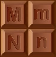 Vector stylized alphabet Characters printed on blocks of chocolate bar N10