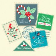Set of Christmas postal stamps