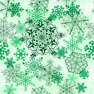 Christmas seamless pattern with green snowflakes