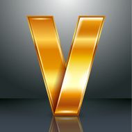 Letter metal gold ribbon - V