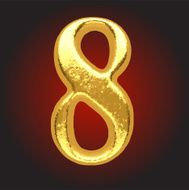 Vector golden letter 8 on red