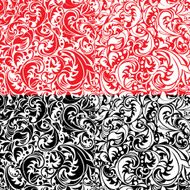 Set of swirl ornamental seamless patterns
