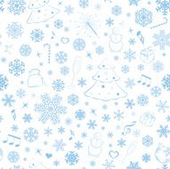 Seamless pattern with snowflakes and Christmas symbols N11