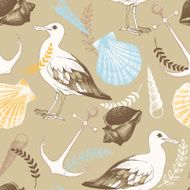 Vector pattern with hand drawn sea illustrations