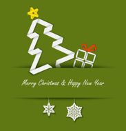 Christmas card with a paper tree