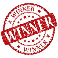 winner red round stamp