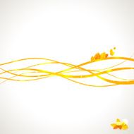 Autumn abstract vector background Orange waves with leaves N2