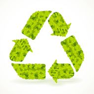 Recycle symbol with leaves texture Eco background