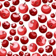 Seamless background with red apples and leaves Vector illustration N5