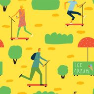 Cheerful day off in the park Vector seamless background